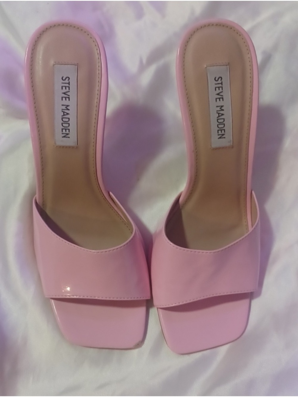Steve Madden Light Pink Patent Slide Mules